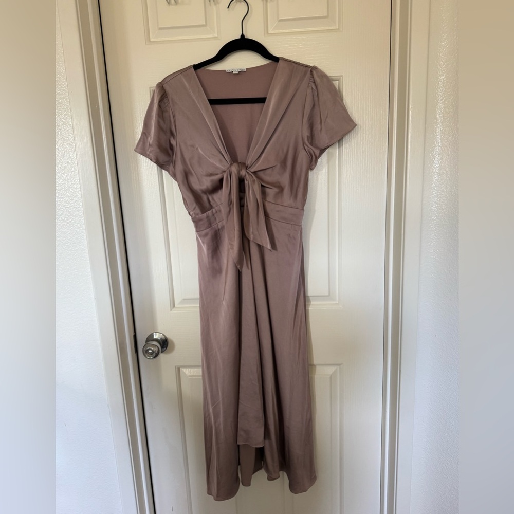 Baltic Born Dusty Rose Tie-Front Midi Dress